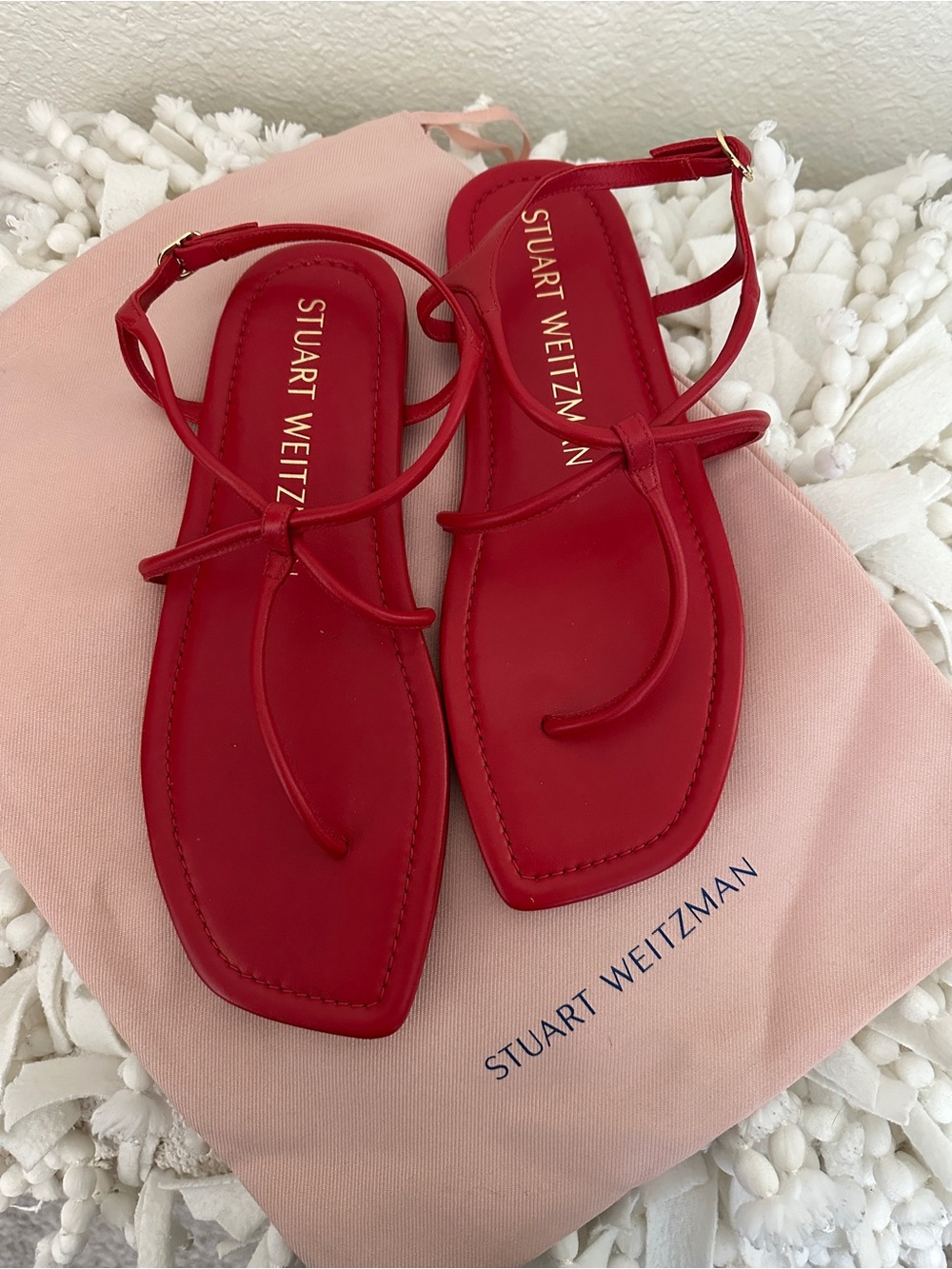 STUART WEITZMAN Matilda Strappy Sandal Ankle Strap Designer in Cherry Red Sz. 8